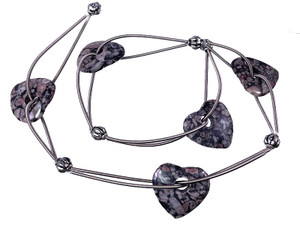 20mm Fossil Jasper Heart Donut Beads 15.5" natural [y920dn]