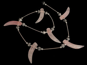 30mm Rose Quartz Horn Beads 15.5" dyed [y941an]