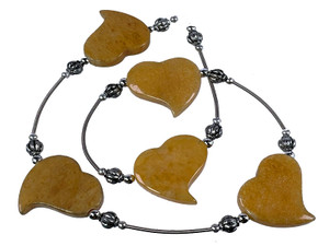 25mm Yellow Jade Heart Donut Beads 15.5" natural [y941cn]