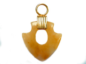 35mm Golden Jade Shield Pendant 1pc. [y945dp]