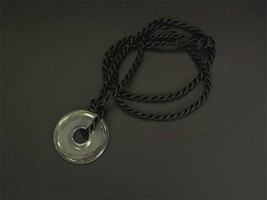 25mm Crystal Donut Pendant with Satin Rope Cord 17" & knot closure [y951ar]