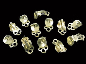 925 Sterling Silver Gold Plated 8x15mm Clip Earring 2pcs. [y705a]