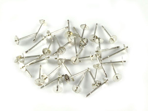 925 Sterling Silver 4mm Flat + 0.5mm Pin Earstud 4pcs. [y802k]