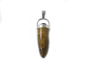 925 Sterling Silver 25mm Tiger Eye Bullet Pendant [y800f]