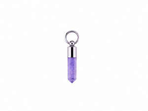 35mm Natural dark Amethyst Hexagon Healing Crystal point Silver Plated Pendant [y839c]