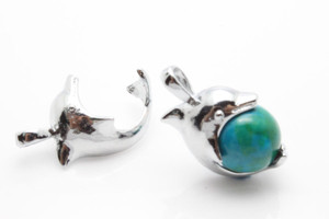 25mm Jumping Dolphin Pendant With 12mm Azurite Ball [y745-d41]