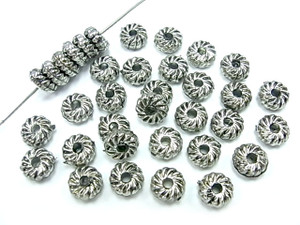 3x8mm Silver Plated Plastic Coil Rondelle Beads 40pcs [y606a]