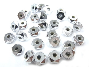 3x8mm Silver Plated Plastic Faceted Spacer Beads 60pcs [y615a]