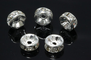 8mm Silver Plated Crystal Rondelle Beads 10pcs. [y235c]