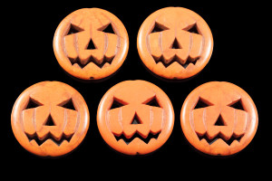 30mm Orange Magnesite Halloween Pumpkin Beads 2pcs. [y425a]