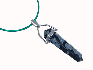 8x35mm Snowflake Obsidian Hexagon Healing Crystal Silver Plated Pendant [y743-b25]