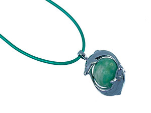 25mm Twin Dolphin Pendant With 12mm China Jade Ball [y744-a27]