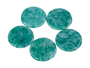 16mm China Jade Round Cabochon 5pcs. 2.5mm Thick [y724f]