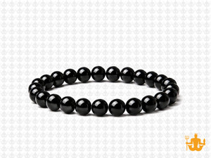 6mm Onyx Obsidian Elastic Bracelet 7.5" [b2b65]