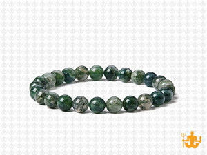 6mm Moss Agate Elastic Bracelet 7.5" natural [b2d3]