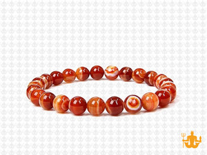 6mm Red Banded Agate Elastic Bracelet 7.5" heated [b2f20]