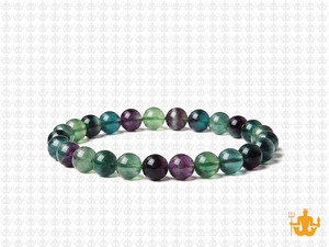 6mm Rainbow Fluorite Elastic Bracelet 7.5" natural [b2r8]