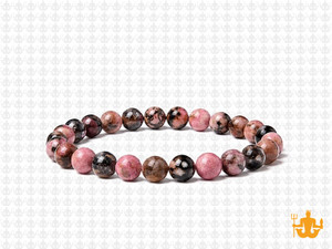 6mm Rhodonite with Matrix Elastic Bracelet 7.5" natural [b2r14]