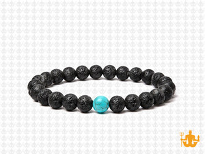 6mm Volcano Black Lava Elastic Bracelet 7.5" natural [b2d50b]
