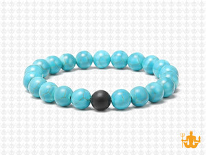 6mm Blue Turquoise Elastic Bracelet 7.5" stabilized [b2d21k]