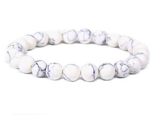 6mm Matte White Turquoise Elastic Bracelet 7.5" stabilized [b2d23m]