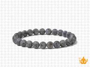 6mm Matte Black Labradorite Elastic Bracelet 7.5" natural [b2d40m]