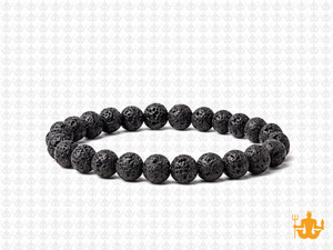 6mm Matte Volcano Black Lava Elastic Bracelet 7.5" natural [b2d50m]