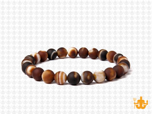 6mm Matte Brown Banded Agate Elastic Bracelet 7.5" dyed [b2f25m]