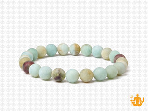 6mm Matte Gold Black Amazonite Elastic Bracelet 7.5" natural [b2r36m]