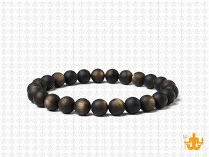 6mm Matte Golden Sheen Obsidian Elastic Bracelet 7.5" natural [b2r70m]