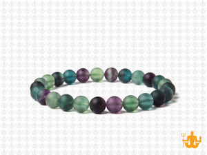 6mm Matte Rainbow Fluorite Elastic Bracelet 7.5" natural [b2r8m]