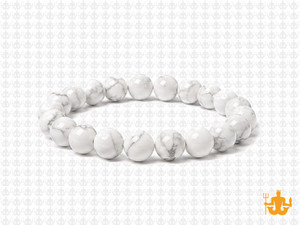 8mm White Howlite Elastic Bracelet 7.5" natural [b3b9]