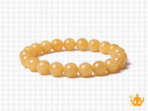 8mm Yellow Chalcedony Elastic Bracelet 7.5" dyed [b3b92]