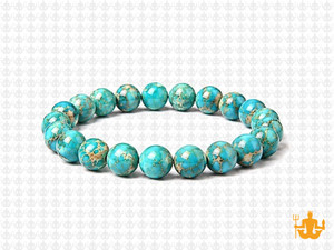8mm Blue Sea Sediment Elastic Bracelet 7.5" dyed [b3r55b]