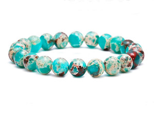 8mm Green Sea Sediment Elastic Bracelet 7.5" dyed [b3r55g]