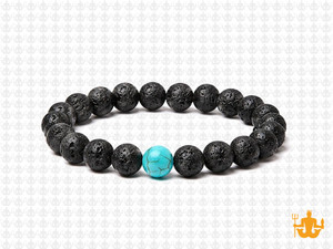 8mm Volcano Black Lava Elastic Bracelet 7.5" natural [b3d50b]