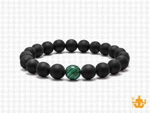 8mm Onyx Obsidian Elastic Bracelet 7.5" [b3b65g]