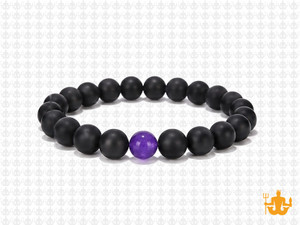 8mm Onyx Obsidian Elastic Bracelet 7.5" [b3b65p]