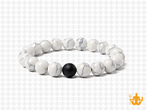 8mm White Howlite Elastic Bracelet 7.5" natural [b3b9b]