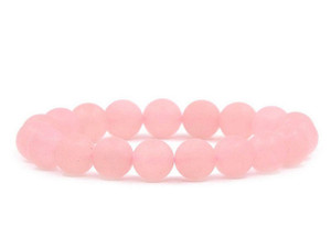 8mm Matte Rose Quartz Elastic Bracelet 7.5" dyed [b3b1m]