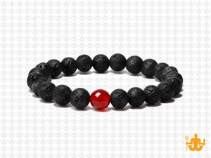 8mm Volcano Black Lava Elastic Bracelet 7.5" natural [b3d50r]