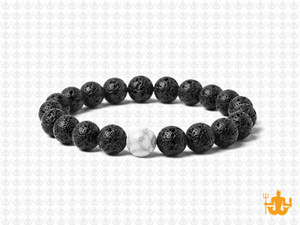 8mm Volcano Black Lava Elastic Bracelet 7.5" natural [b3d50w]
