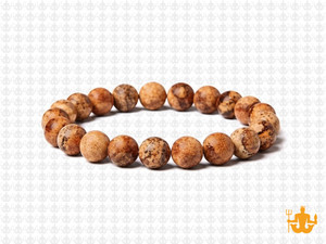 8mm Matte Picture Jasper Elastic Bracelet 7.5" natural [b3b26m]