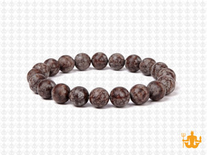 8mm Matte Brown Snowflake Elastic Bracelet 7.5" natural [b3b4m]