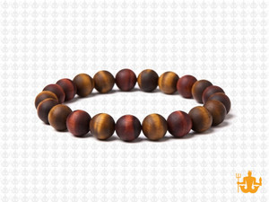 8mm Matte Golden & Red Tiger Eye Elastic Bracelet 7.5" heated [b3g3sm]