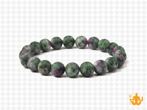 8mm Matte China Ruby Zoisite Elastic Bracelet 7.5" dyed [b3r1m]