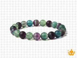8mm Matte Rainbow Fluorite Elastic Bracelet 7.5" natural [b3r8m]
