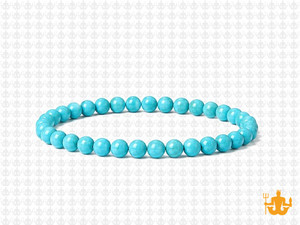 4mm Blue Turquoise Elastic Bracelet 7.5" stabilized [b1d21]