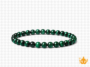 4mm Green Tiger Eye Elastic Bracelet 7.5" dyed [b1g3g]