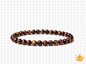 4mm Golden & Red Tiger Eye Elastic Bracelet 7.5" heated [b1g3s]